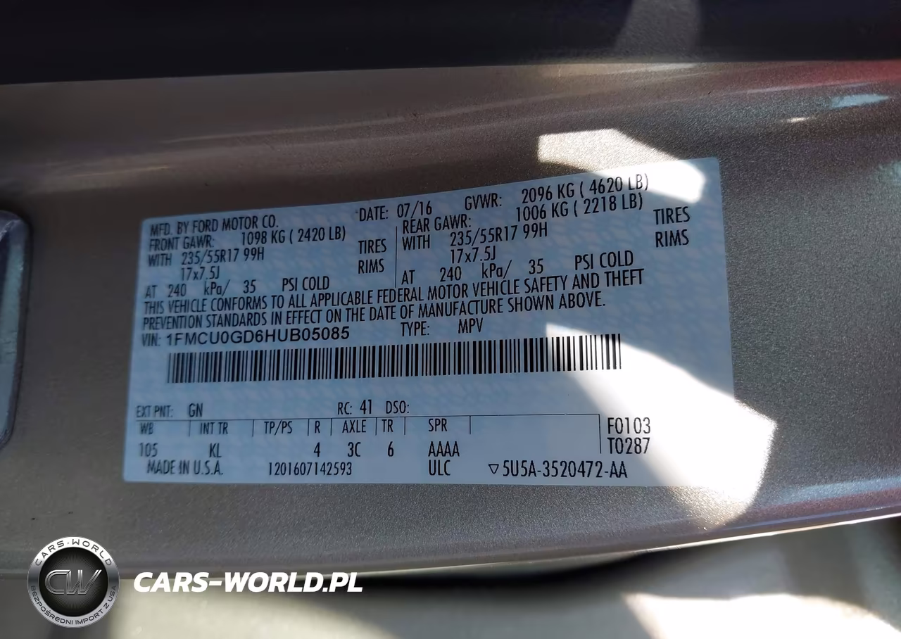 2017 Ford Escape Se VIN:1FMCU0GD6HUB05085 - 9