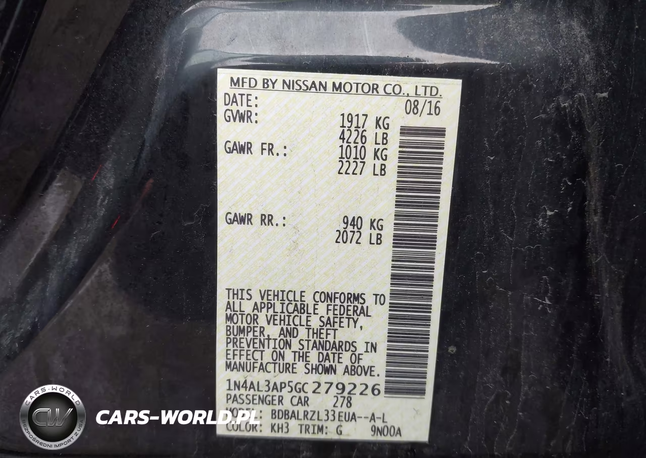 2016 Nissan Altima 2.5 Sl VIN:1N4AL3AP5GC279226 - 9