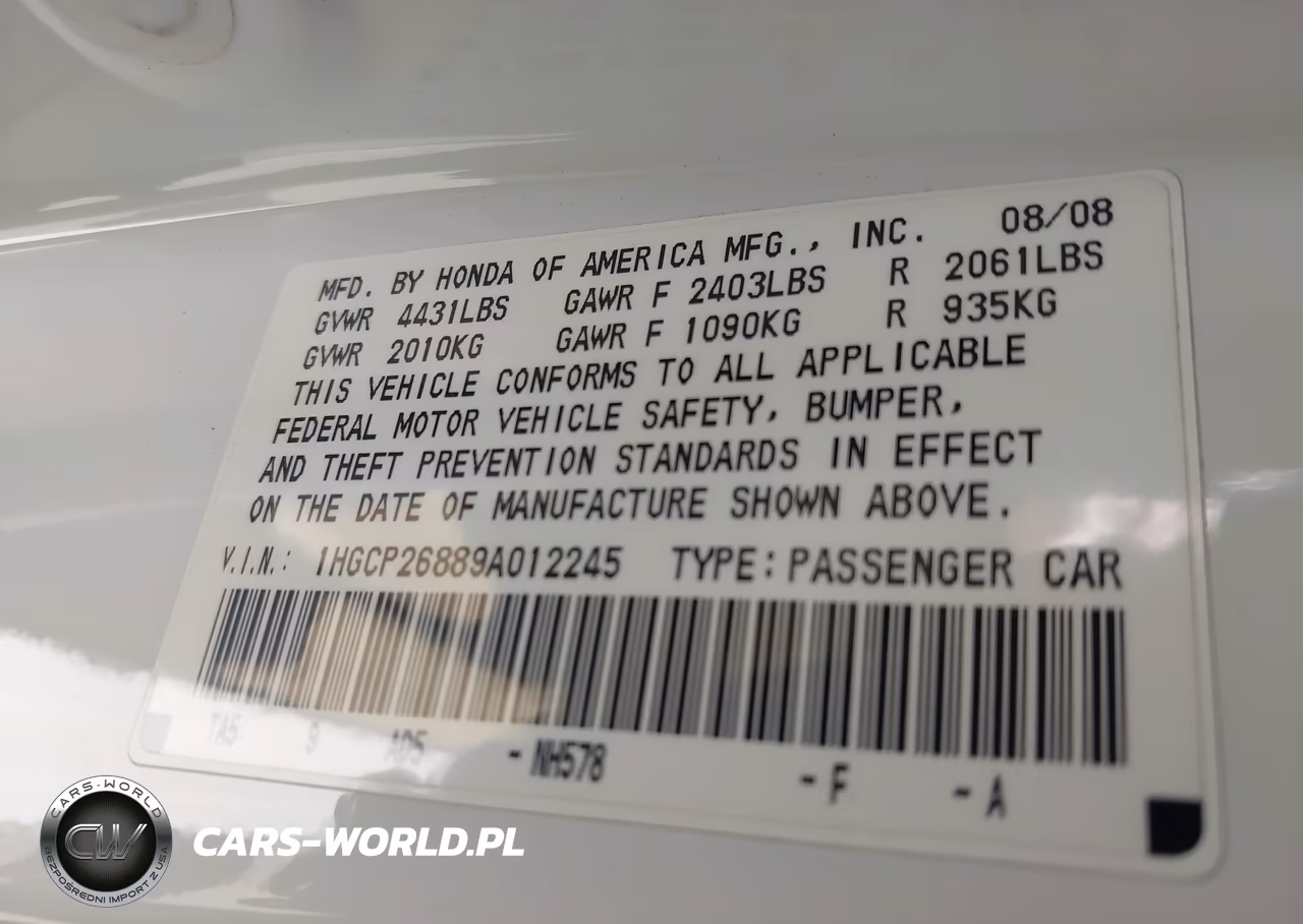 2009 Honda Accord 2.4 Ex-L VIN:1HGCP26889A012245 - 9