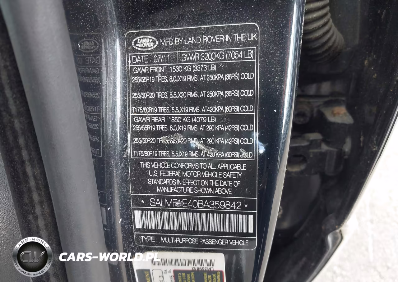 2011 Land Rover Range Rover Supercharged VIN:SALMF1E40BA359842 - 9