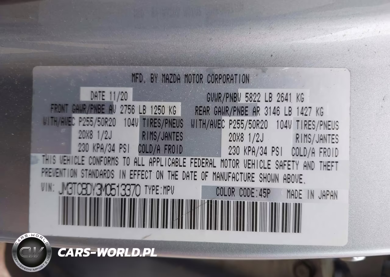 2021 Mazda Cx-9 Grand Touring VIN:JM3TCBDY3M0513370 - 9