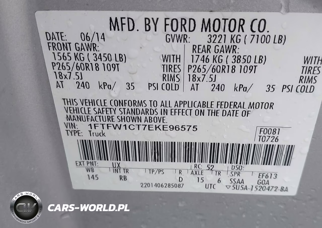2014 Ford F-150 Fx2 VIN:1FTFW1CT7EKE96575 - 9