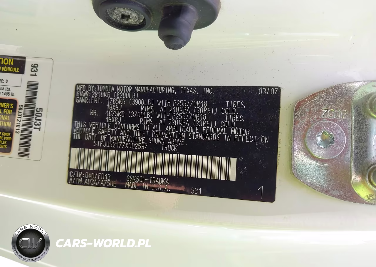 2007 Toyota Tundra Base V6 VIN:5TFJU52177X002597 - 9