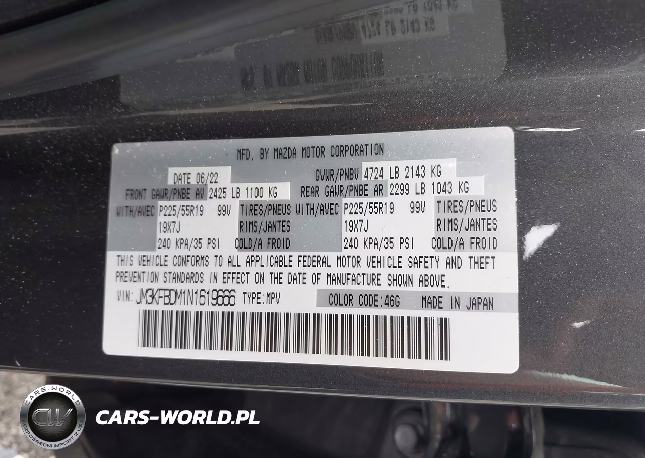 2022 Mazda Cx-5 2.5 S Premium VIN:JM3KFBDM1N1619666 - 9
