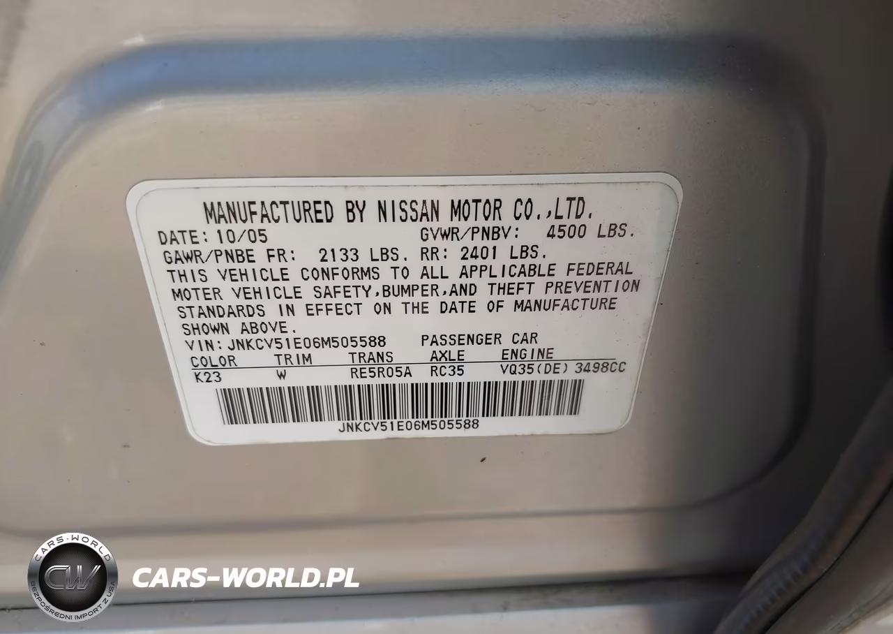 2006 Infiniti G35 VIN:JNKCV51E06M505588 - 9