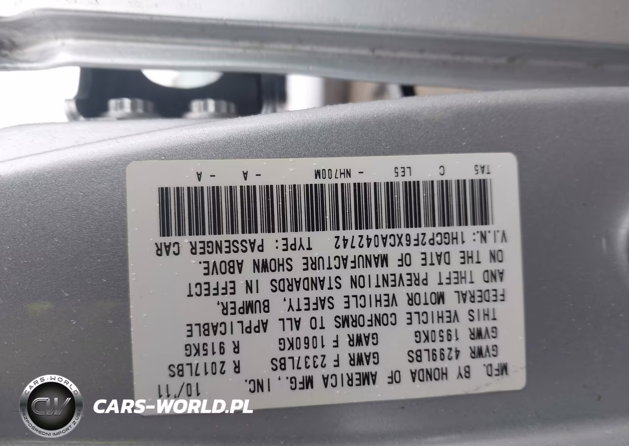 2012 Honda Accord 2.4 Se VIN:1HGCP2F6XCA042742 - 9