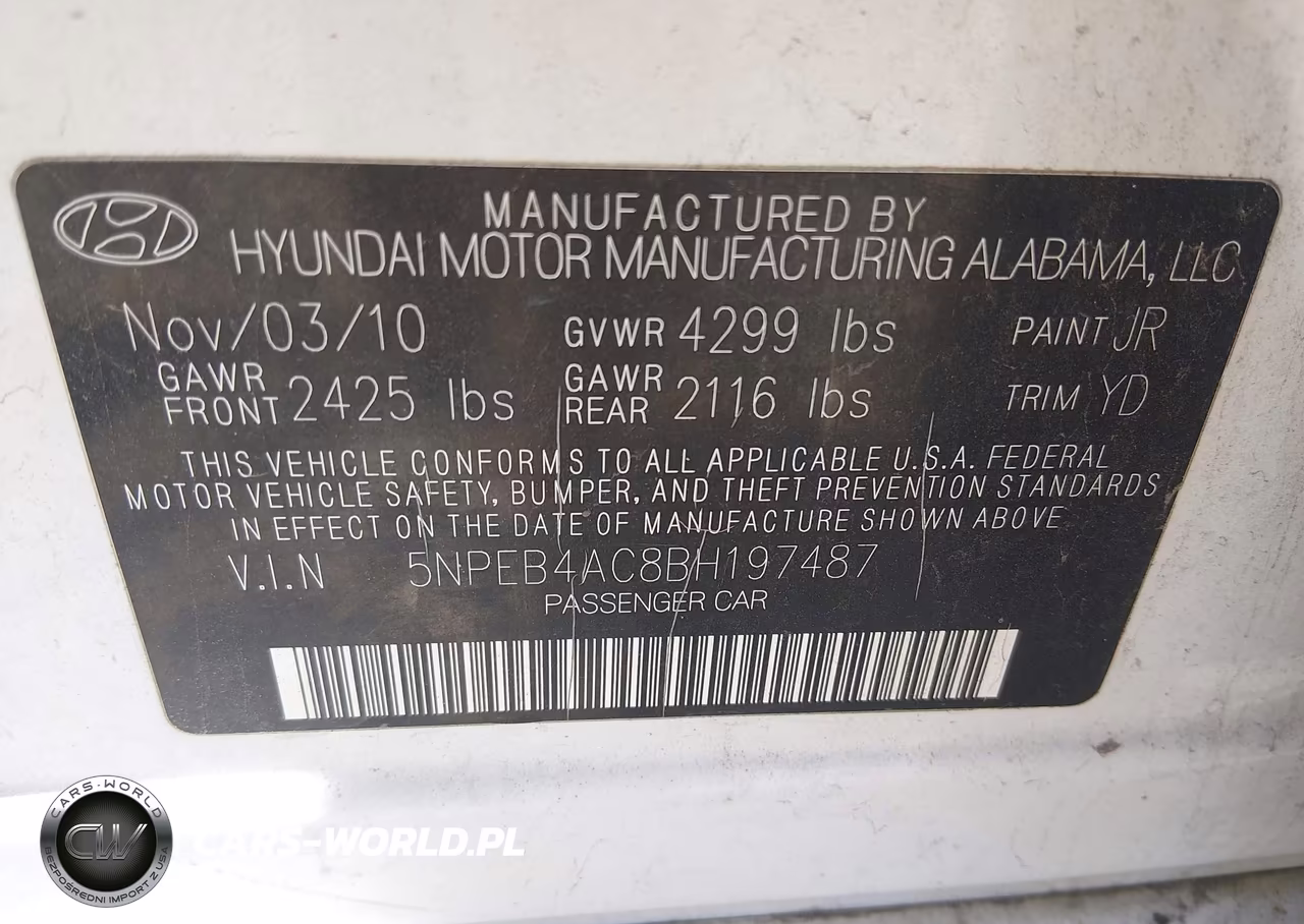 2011 Hyundai Sonata Gls VIN:5NPEB4AC8BH197487 - 9
