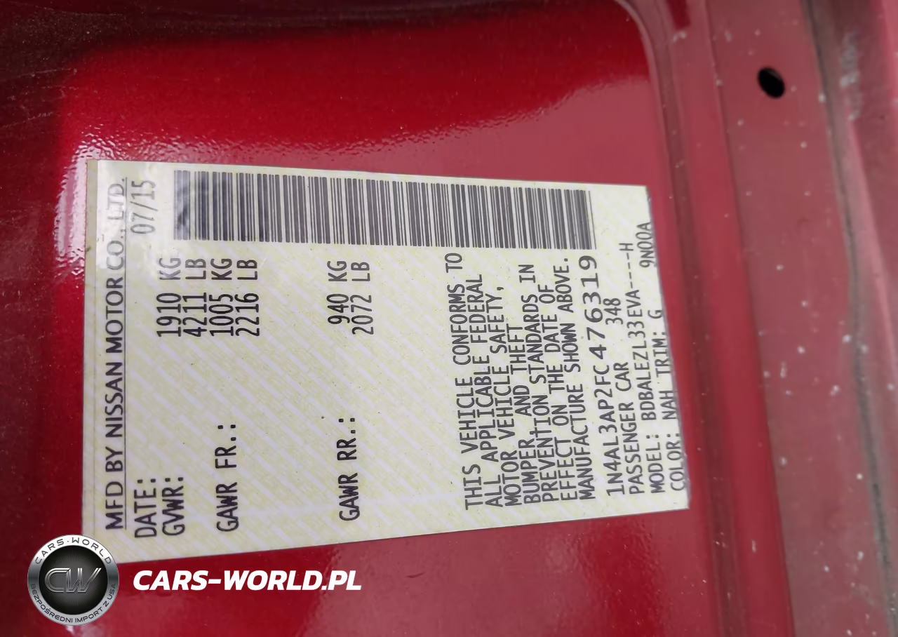 2015 Nissan Altima 2.5 S VIN:1N4AL3AP2FC476319 - 9