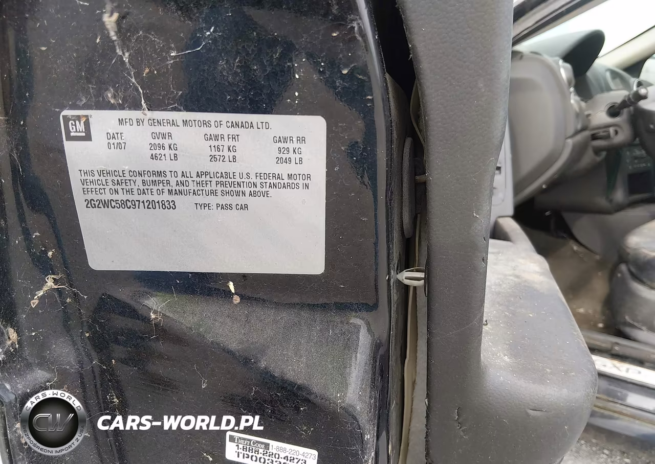 2007 Pontiac Grand Prix Gxp VIN:2G2WC58C971201833 - 9