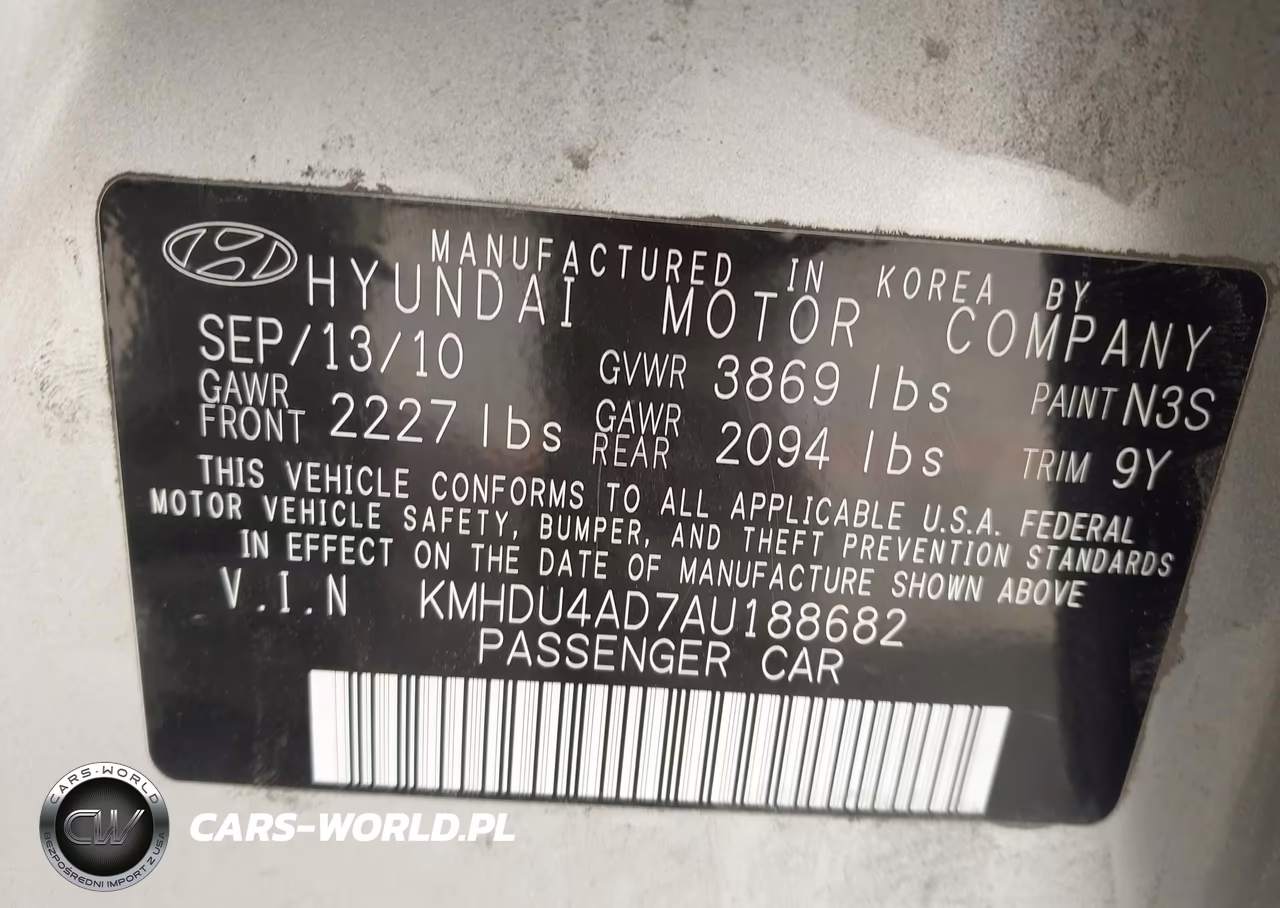 2010 Hyundai Elantra Gls VIN:KMHDU4AD7AU188682 - 9