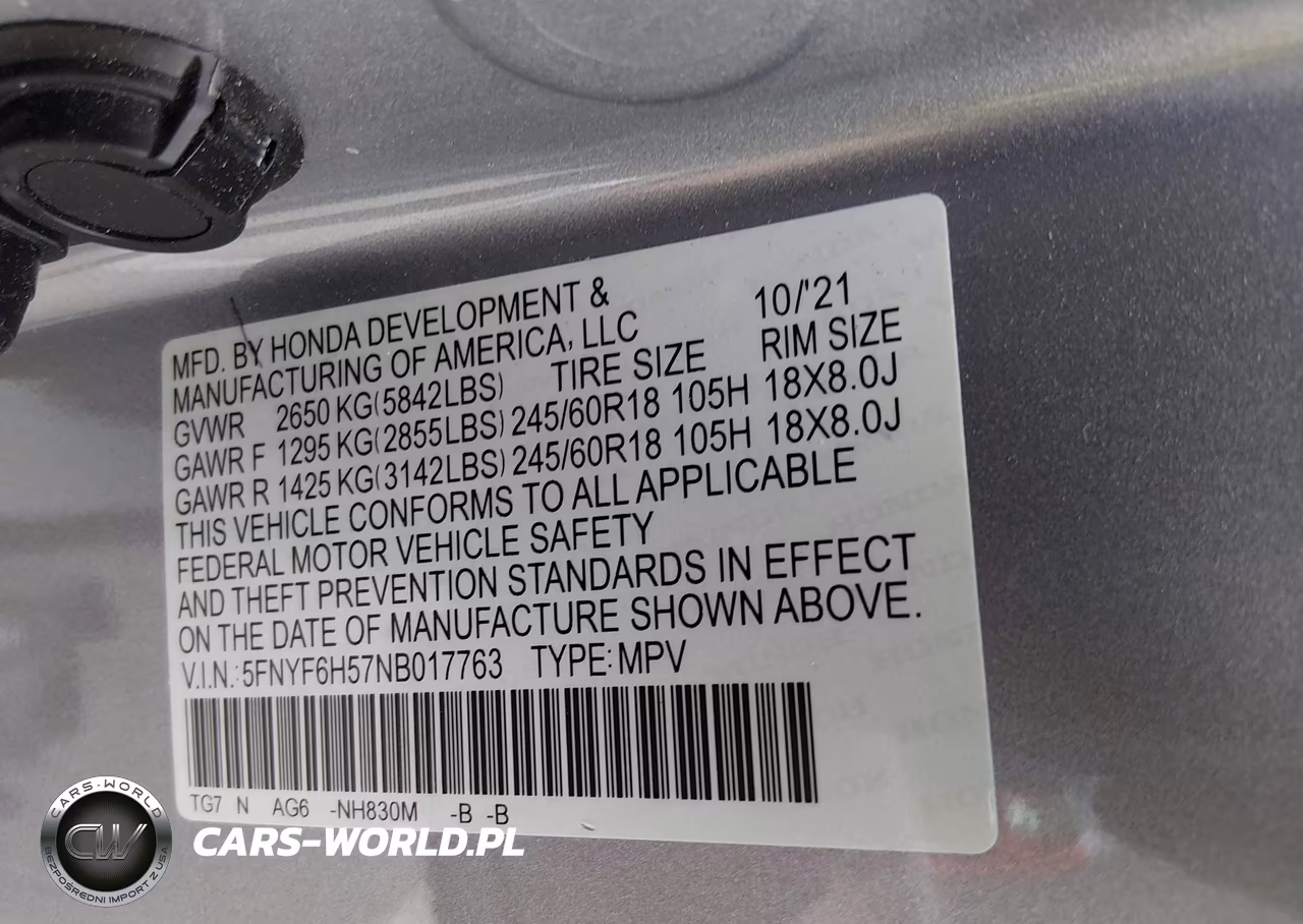 2022 Honda Pilot Awd Ex-L VIN:5FNYF6H57NB017763 - 9