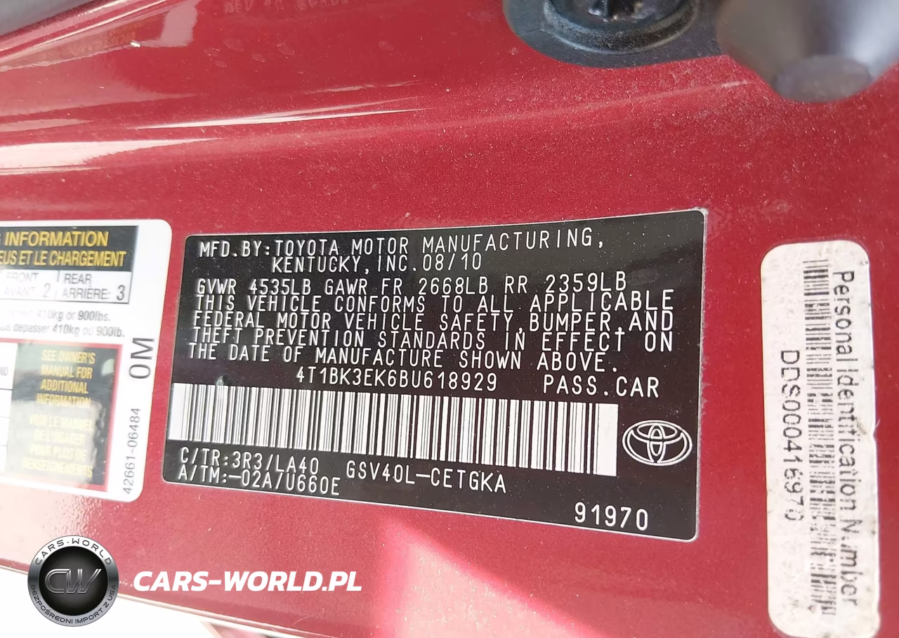 2011 Toyota Camry Xle V6 VIN:4T1BK3EK6BU618929 - 9