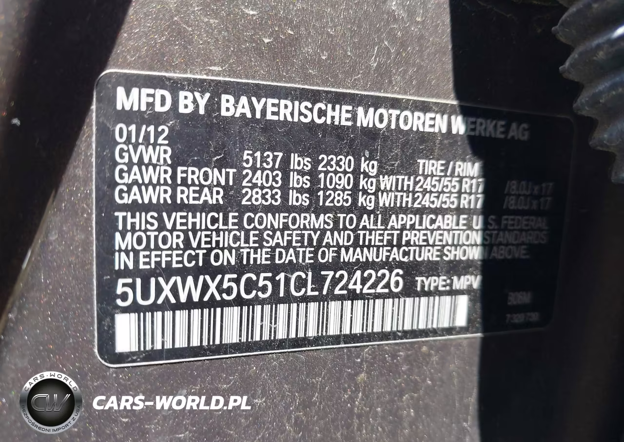 2012 BMW X3 xDrive28I VIN:5UXWX5C51CL724226 - 9