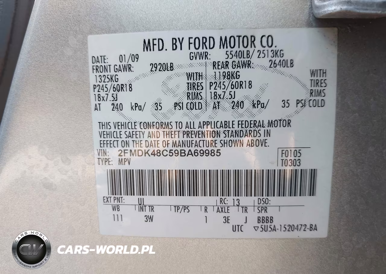 2009 Ford Edge Sel VIN:2FMDK48C59BA69985 - 9