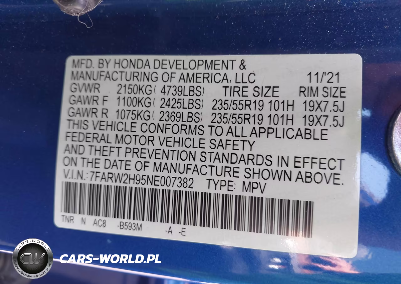 2022 Honda Cr-V Awd Touring VIN:7FARW2H95NE007382 - 9