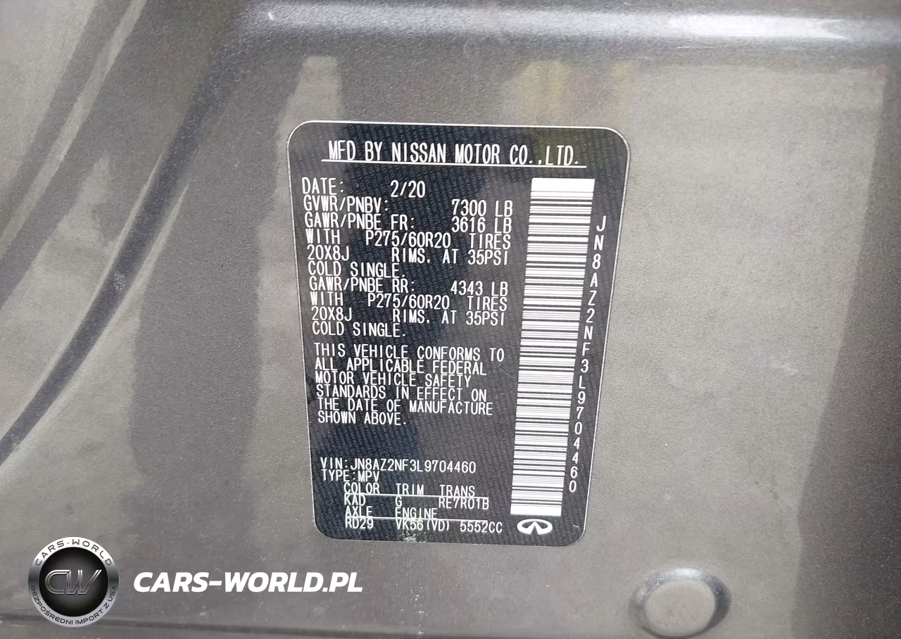 2020 Infiniti Qx80 Luxe VIN:JN8AZ2NF3L9704460 - 9