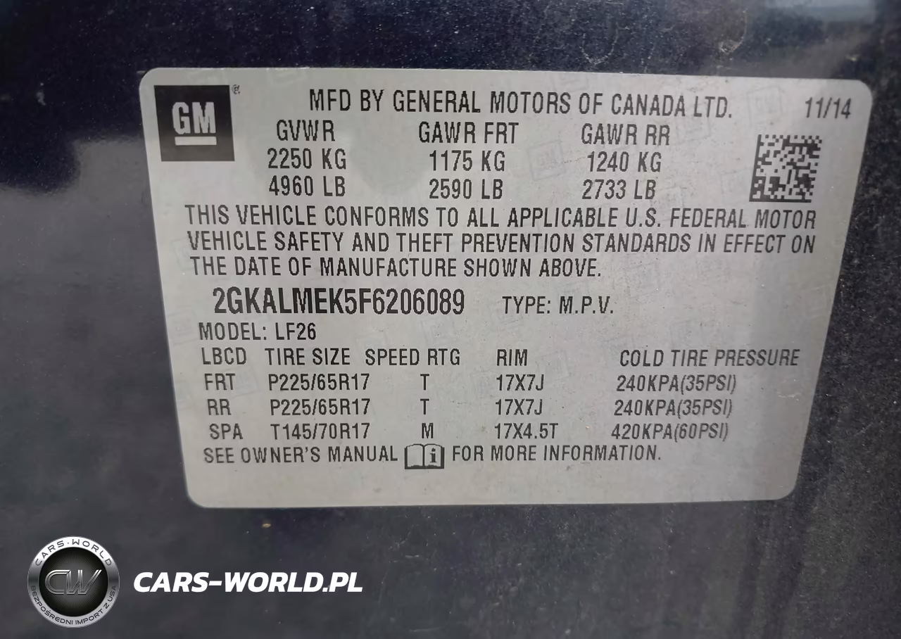 2015 GMC Terrain Sle-1 VIN:2GKALMEK5F6206089 - 9