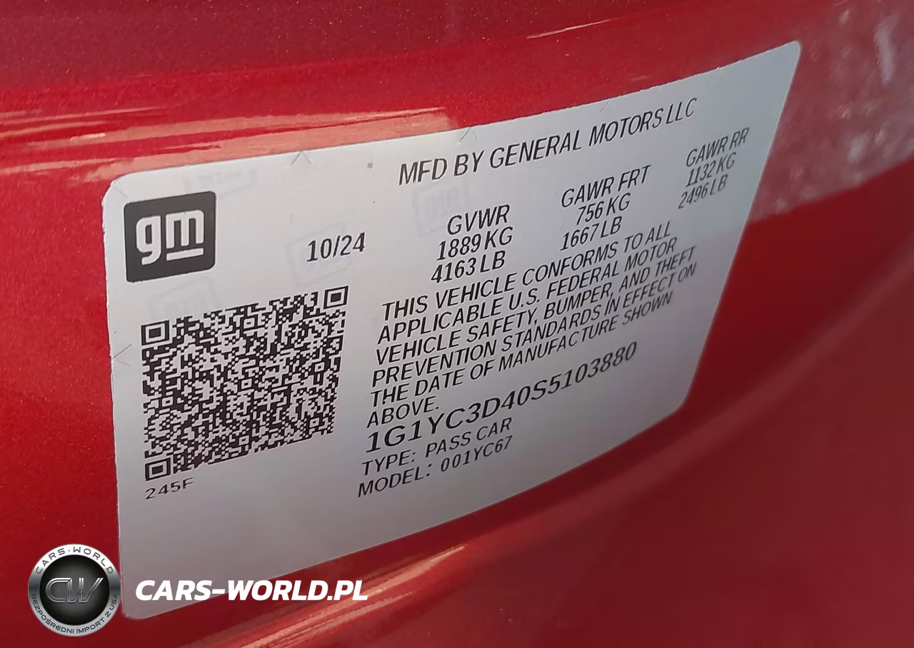 2025 Chevrolet Corvette Stingray Rwd 3Lt VIN:1G1YC3D40S5103880 - 9