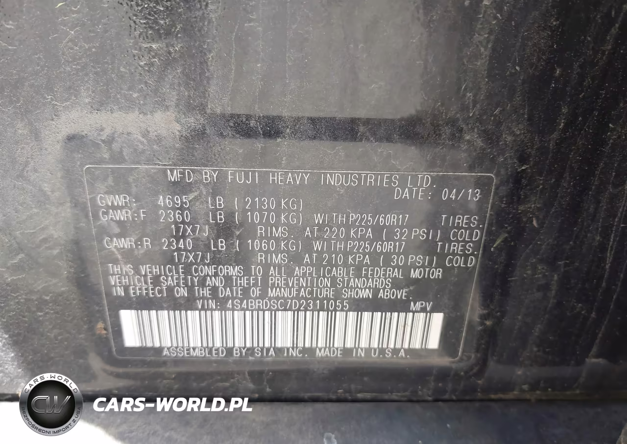 2013 Subaru Outback 3.6R Limited VIN:4S4BRDSC7D2311055 - 9