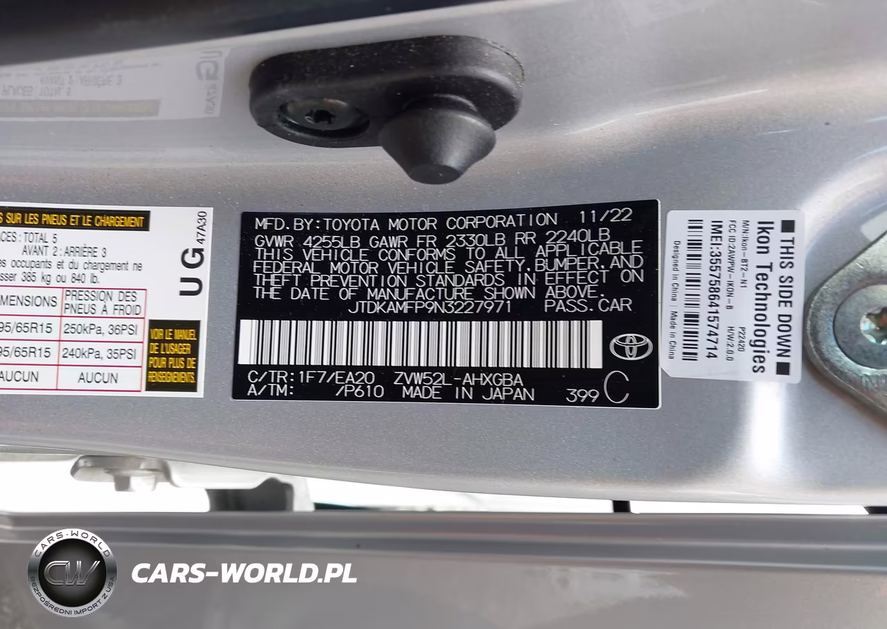 2022 Toyota Prius Prime Limited VIN:JTDKAMFP9N3227971 - 9