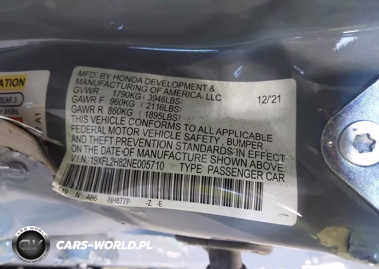2022 Honda Civic Sport VIN:19XFL2H82NE005710 - 9