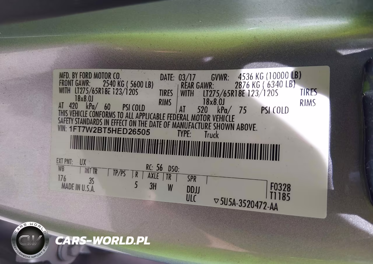 2017 Ford F-250 Xlt VIN:1FT7W2BT5HED26505 - 9