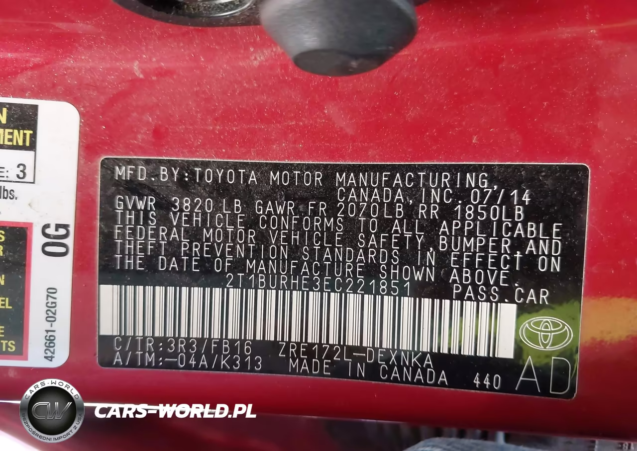 2014 Toyota Corolla Le VIN:2T1BURHE3EC221851 - 9