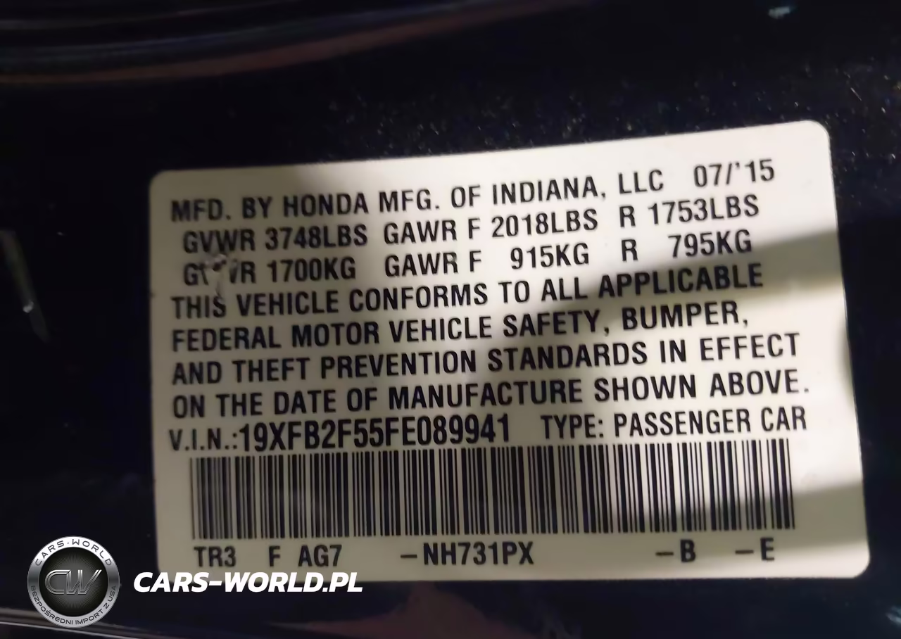 2015 Honda Civic Lx VIN:19XFB2F55FE089941 - 9