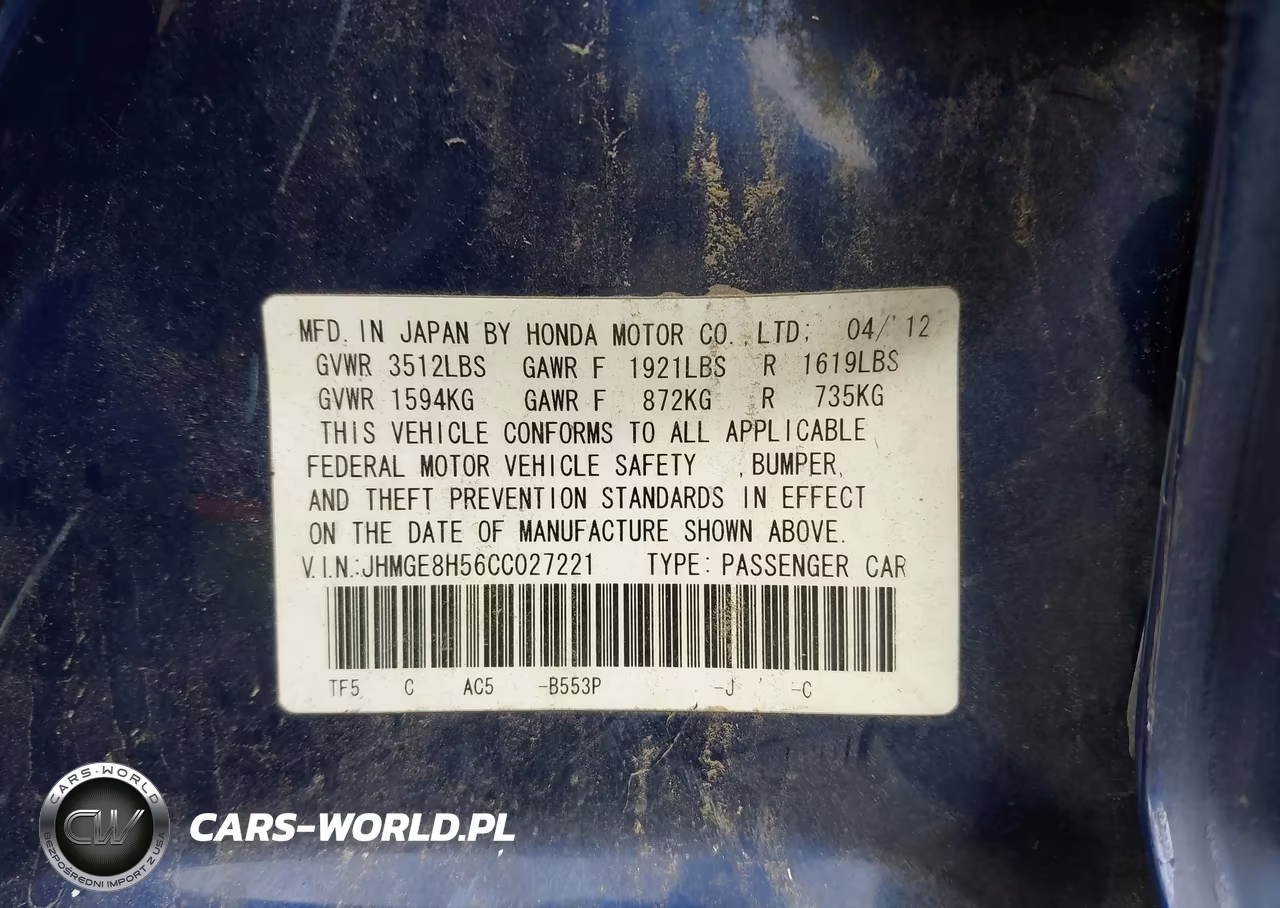 2012 Honda Fit Sport VIN:JHMGE8H56CC027221 - 9