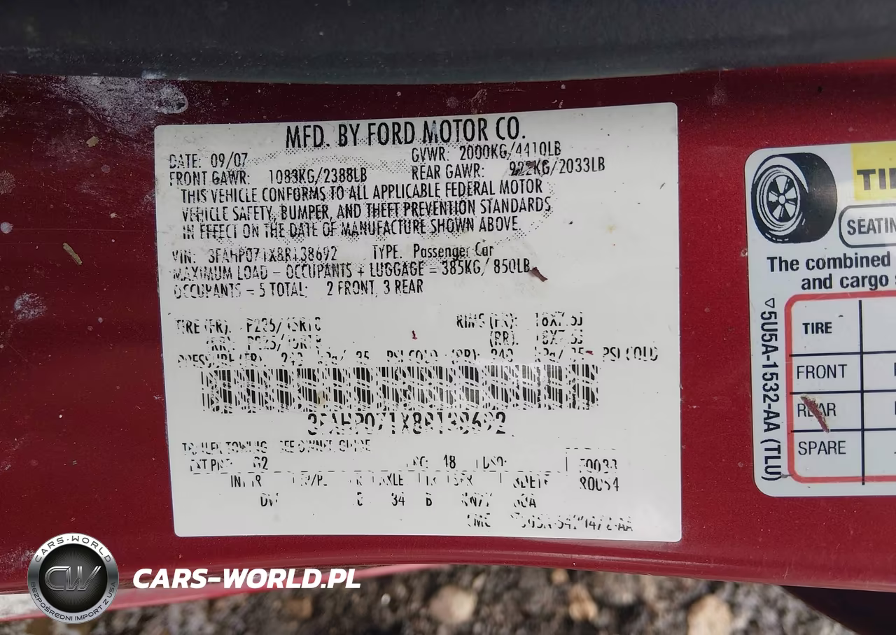 2008 Ford Fusion Se VIN:3FAHP071X8R138692 - 9