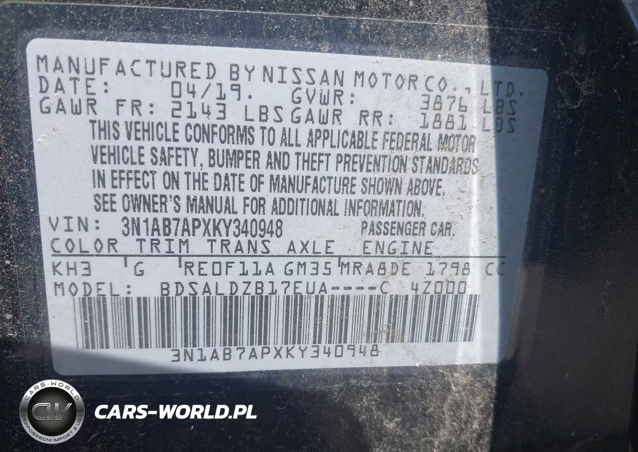 2019 Nissan Sentra Sv VIN:3N1AB7APXKY340948 - 9