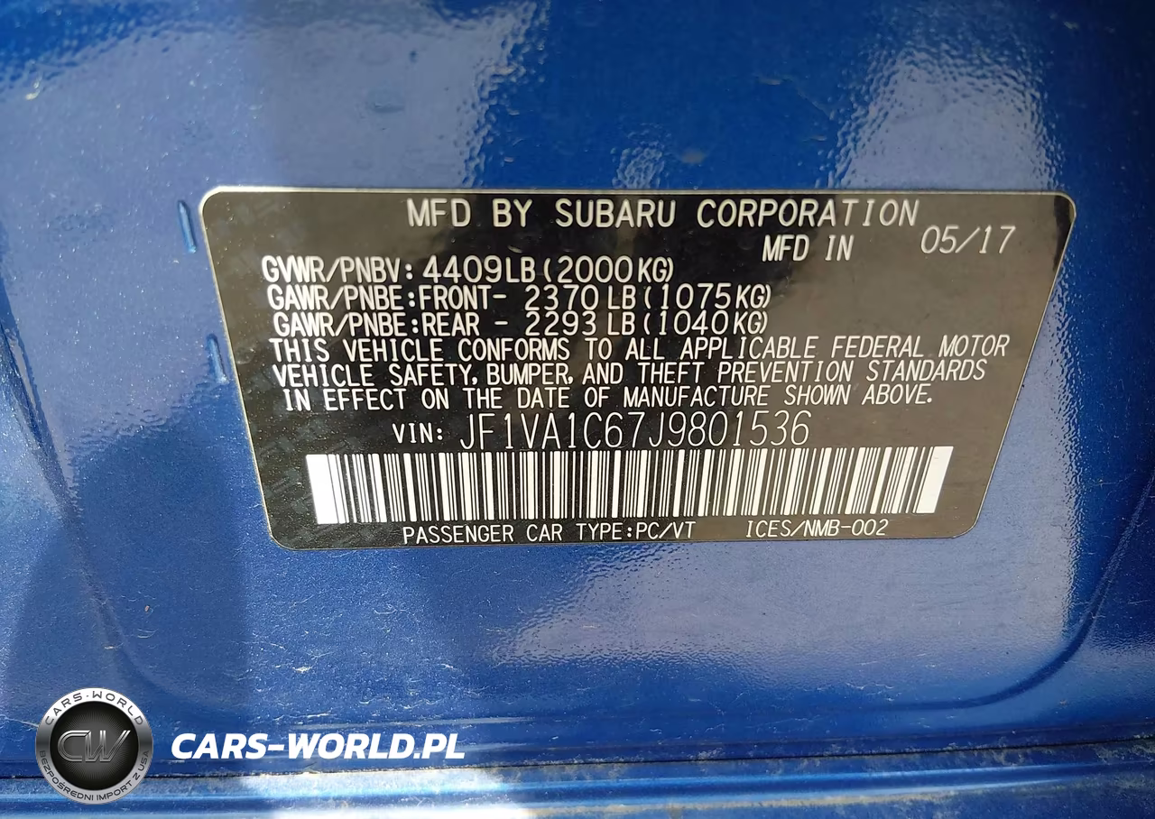 2018 Subaru Wrx Premium VIN:JF1VA1C67J9801536 - 9