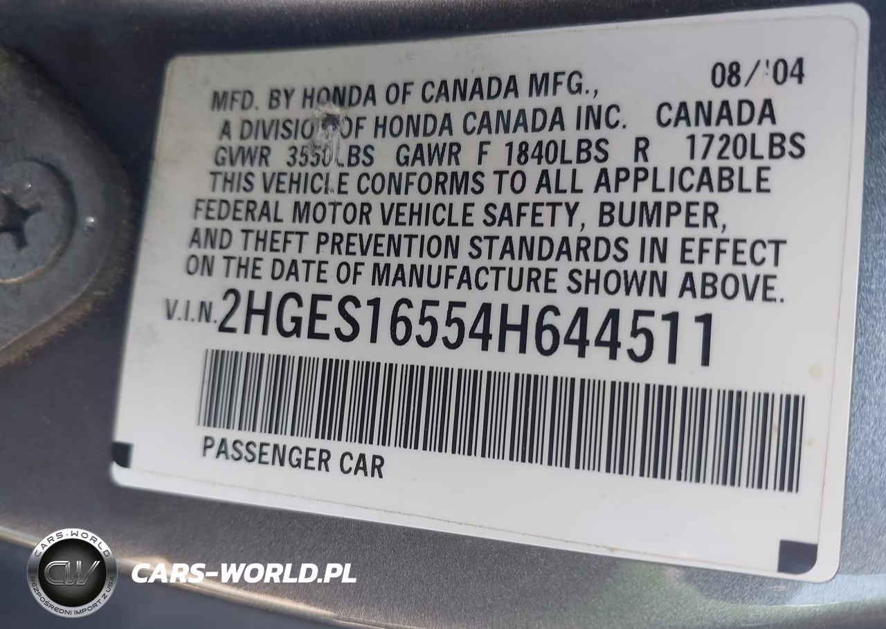 2004 Honda Civic Lx VIN:2HGES16554H644511 - 9