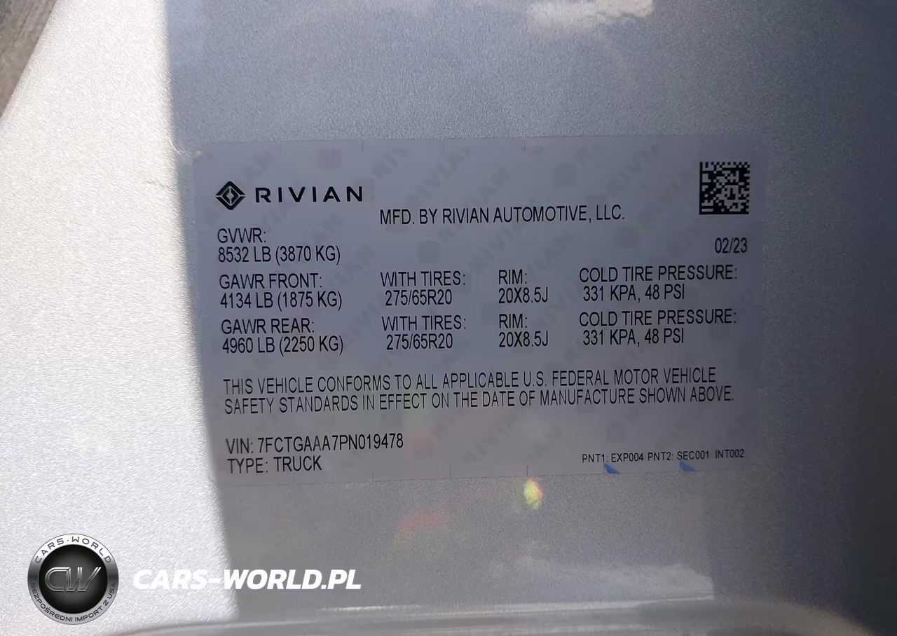 2023 Rivian R1T Adventure Quad Motor Large Pack VIN:7FCTGAAA7PN019478 - 9