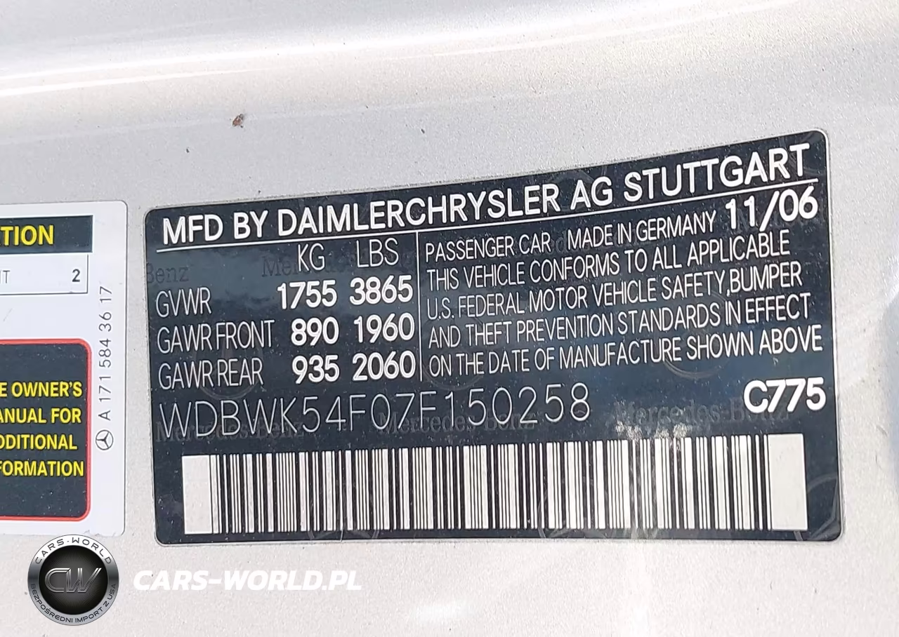 2007 Mercedes-Benz Slk 280 VIN:WDBWK54F07F150258 - 9