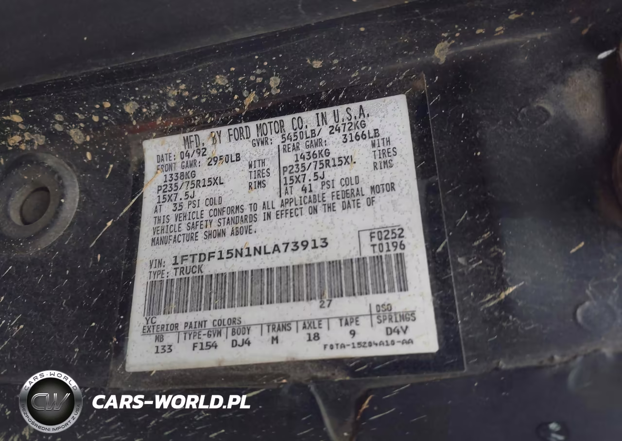 1992 Ford F150 VIN:1FTDF15N1NLA73913 - 9