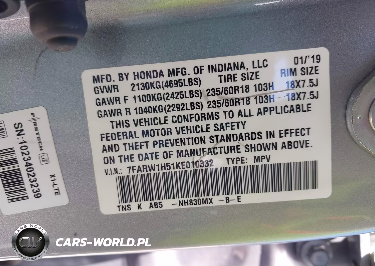 2019 Honda Cr-V Ex VIN:7FARW1H51KE010332 - 9