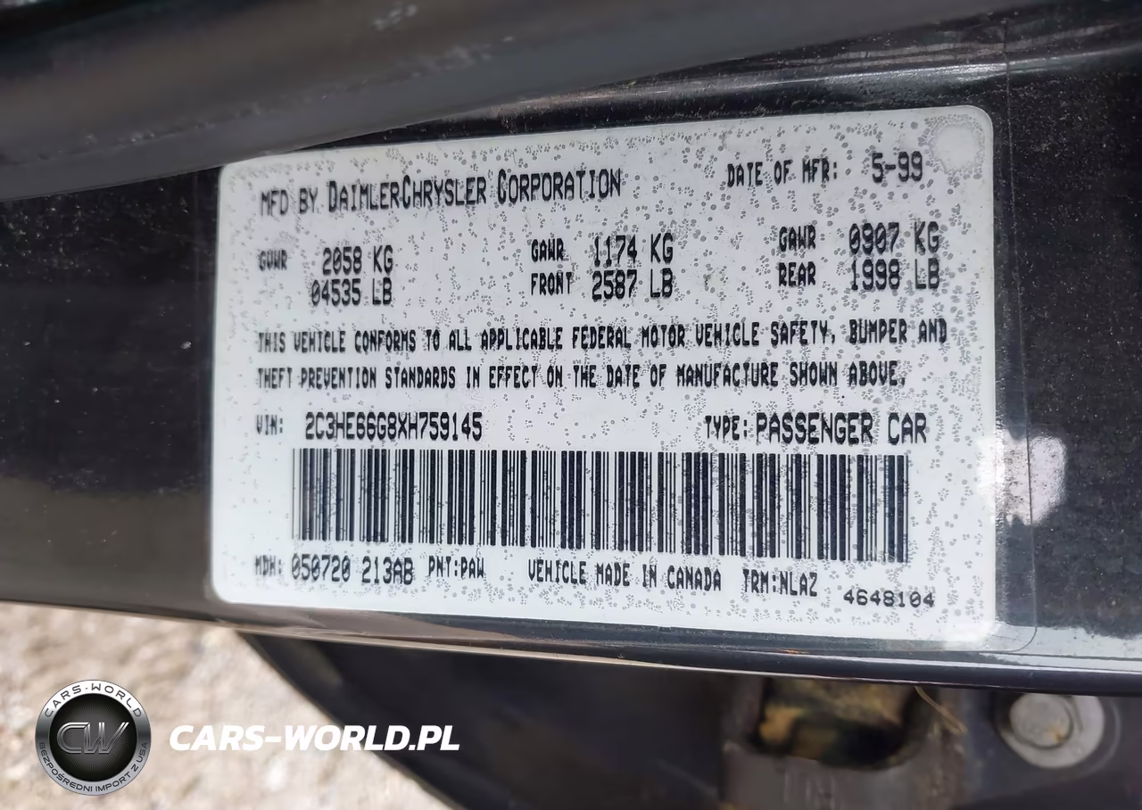 1999 Chrysler 300M VIN:2C3HE66G8XH759145 - 9