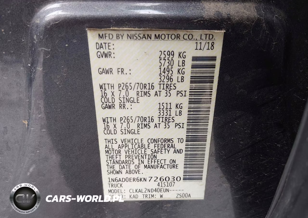2019 Nissan Frontier Sv VIN:1N6AD0ER6KN726030 - 9