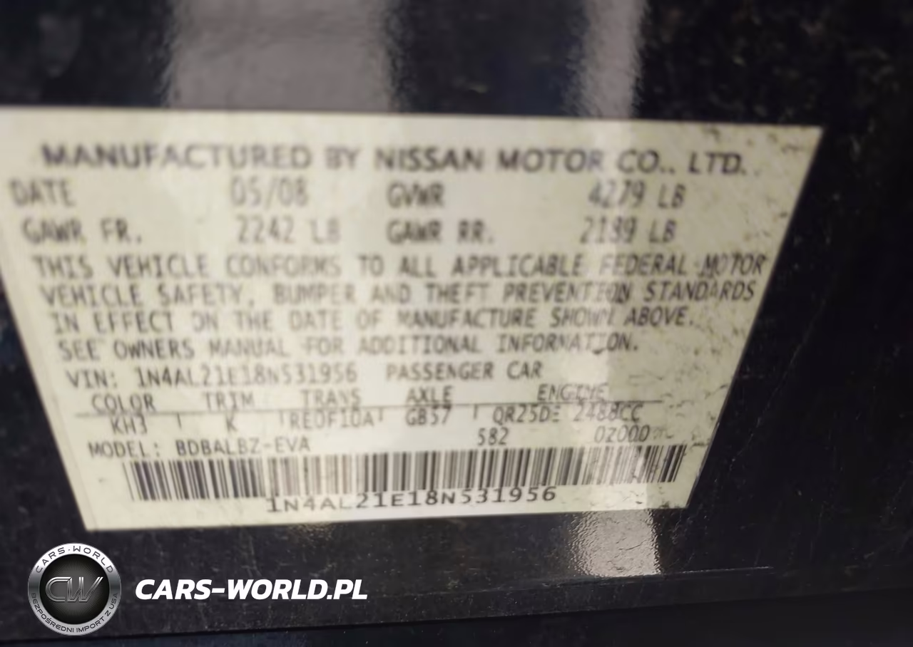 2008 Nissan Altima 2.5 S VIN:1N4AL21E18N531956 - 9
