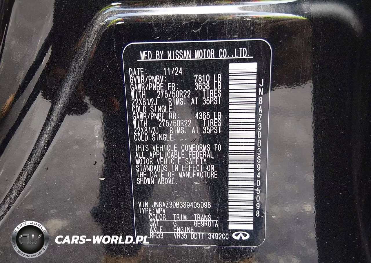 2025 Infiniti Qx80 Sensory Awd VIN:JN8AZ3DB3S9405098 - 9