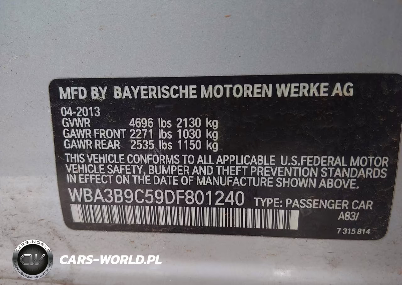 2013 BMW 335I xDrive VIN:WBA3B9C59DF801240 - 9
