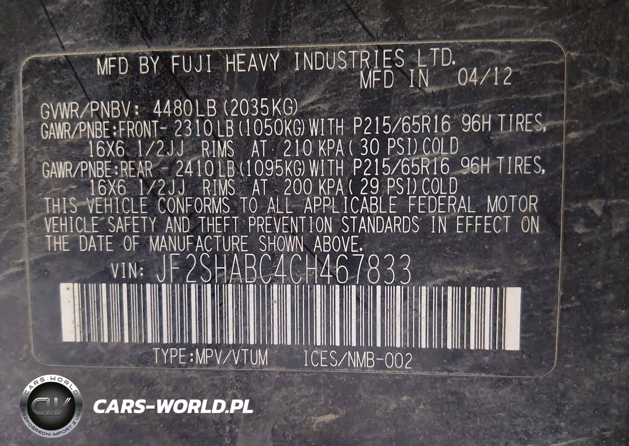 2012 Subaru Forester 2.5X VIN:JF2SHABC4CH467833 - 9