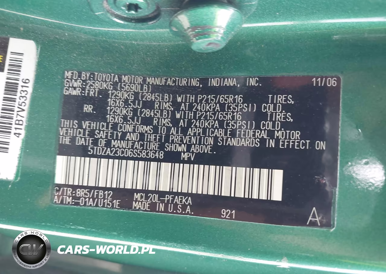 2006 Toyota Sienna Ce VIN:5TDZA23C06S583648 - 9