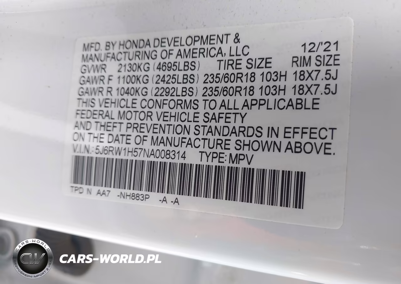 2022 Honda Cr-V 2Wd Ex VIN:5J6RW1H57NA008314 - 9