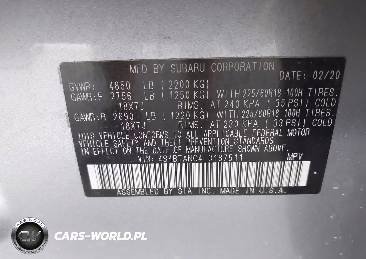 2020 Subaru Outback Limited VIN:4S4BTANC4L3187511 - 9