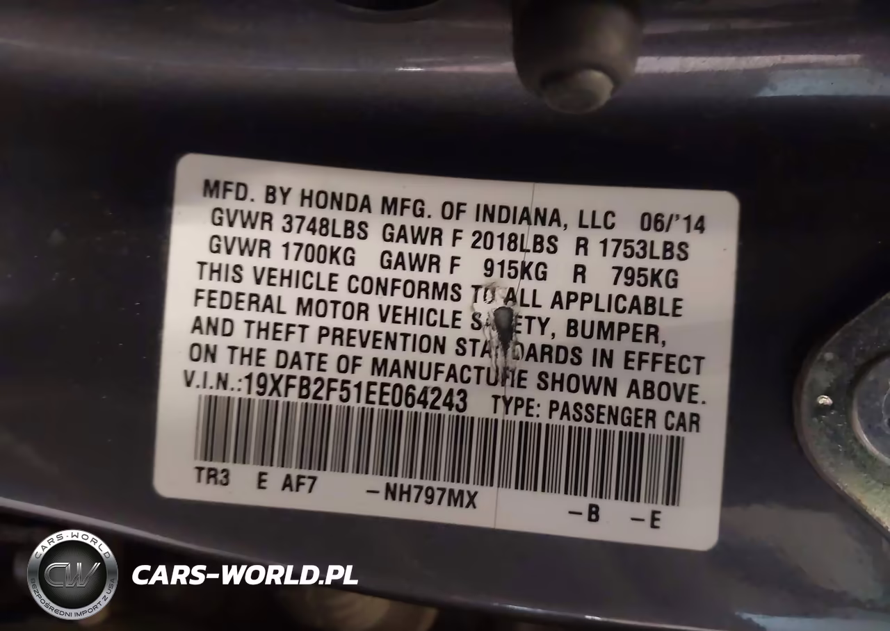 2014 Honda Civic Lx VIN:19XFB2F51EE064243 - 9