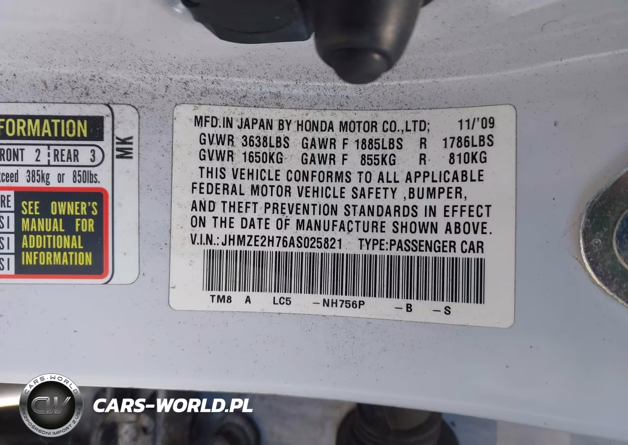 2010 Honda Insight Ex VIN:JHMZE2H76AS025821 - 9