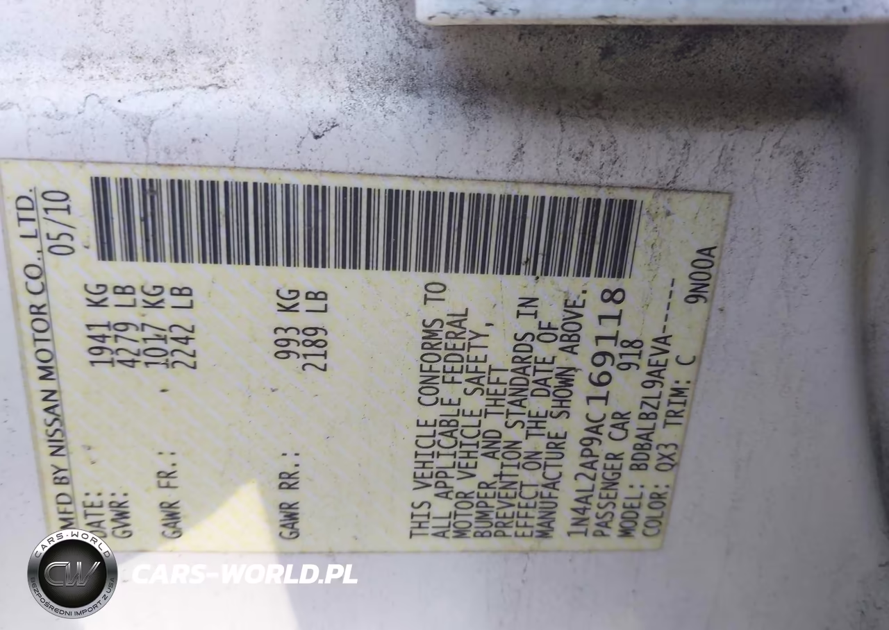 2010 Nissan Altima 2.5 S VIN:1N4AL2AP9AC169118 - 9