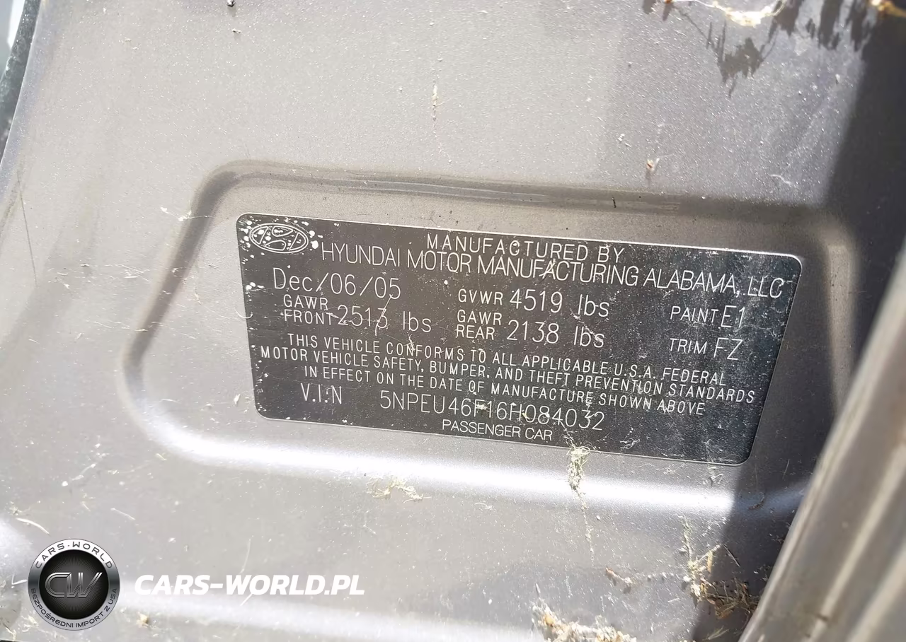 2006 Hyundai Sonata Gls V6-Lx V6 VIN:5NPEU46F16H084032 - 9